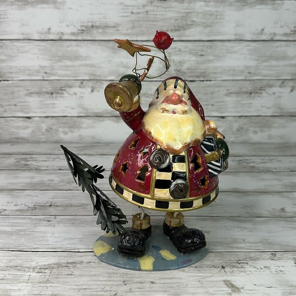 SANTA METAL TEA Light vintage whimsical Christmas decor - Picture 1 of 6